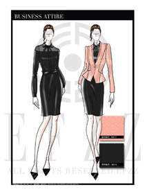 大師手繪女款秋冬職業裝設計圖1227