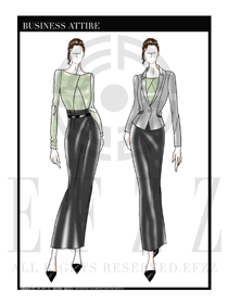 大師手繪女款秋冬職業裝設計圖1242