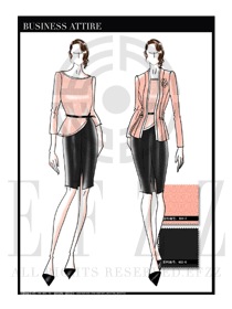 手繪修身款女秋冬職業裝設計圖1244