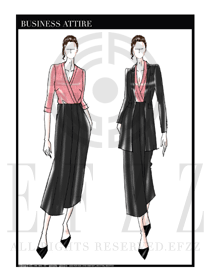大師手繪女款秋冬職業(yè)裝設(shè)計圖1246