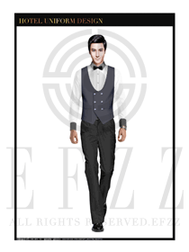 藏青色馬甲款西餐服務員服裝款式圖1209