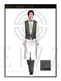 黑灰雪點西餐服務員制服設計圖1213