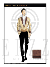 卡其色男款酒店門童保安制服設(shè)計圖1033