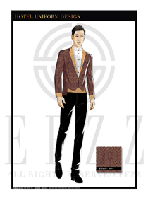 金紅色祥云男款酒店門童制服設(shè)計圖1035