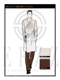 米色十字仿麻男款中餐傳菜員服裝款式圖139