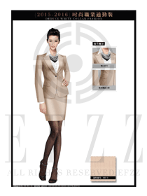 時尚卡其色女秋冬職業裝套裙款式圖1293