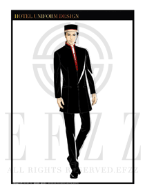 黑色修身款酒店門童制服設計圖1038