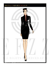 黑色女款酒店門童制服設(shè)計圖1044