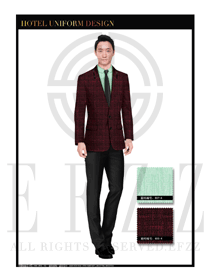棗紅色男款酒店經理制服設計圖422