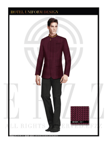 紫色時尚拼圖酒店制服經理職業裝設計圖425