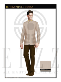 米色男款酒店制服經理職業裝設計圖427