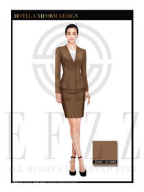 深黃色女款酒店經理制服款式圖434