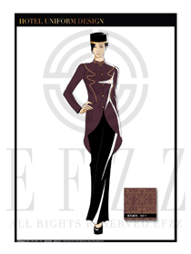 金紅色祥云女款酒店門童款式設計圖1051