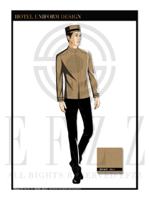 金色男款酒店行李生制服設計圖1058