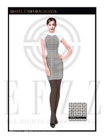 白風車麻紗連衣裙款酒店經理服裝款式圖446