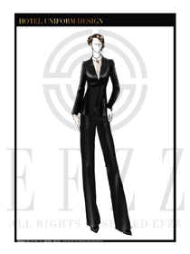 灰色時尚女款酒店經理服裝設計圖448
