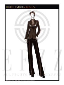 棕色時尚西裝款酒店經(jīng)理制服款式圖453