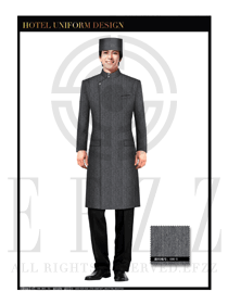 灰色男款酒店門童制服設計圖1078