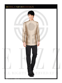 米黃色男款酒店門童制服設計圖1094