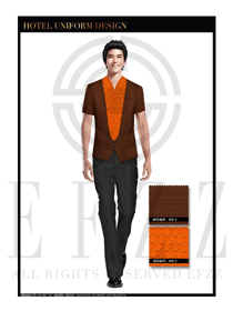 深咖啡色短袖男款酒店行李生制服設(shè)計(jì)圖1119