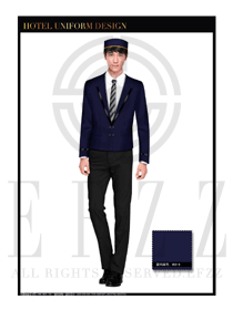 藍(lán)色男款酒店行李生制服設(shè)計圖1125