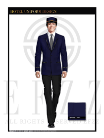 藍色男款酒店門童服裝款式圖1126
