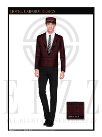 棗紅色男款酒店行李生制服設(shè)計圖1127