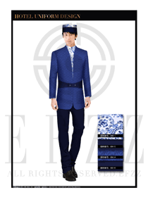 寶石藍男款酒店門童制服設計圖1131