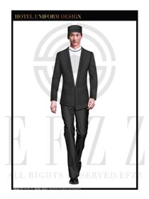 暗灰色男裝酒店門童行李生制服設計圖1190