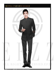 黑色男款酒店門童制服設計圖1192