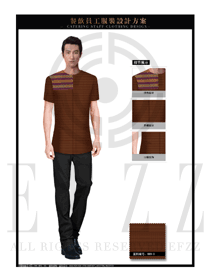 深咖啡色短袖男款中餐服務員制服設計圖1694
