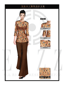 時尚民族風(fēng)情女款中餐服務(wù)員服裝款式圖1701