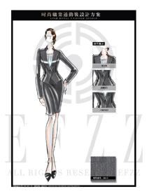 時尚灰色短裙款制服設計圖1298