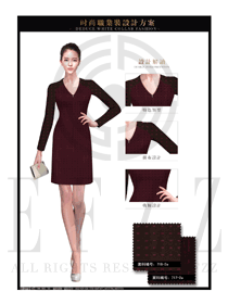 OL時尚紫紅色女職業(yè)裝夏裝制服設(shè)計圖627