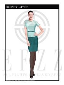 淡青色女職業裝短袖襯衫款式設計圖356