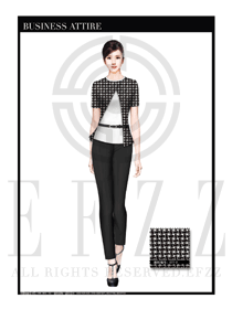 時(shí)尚黑風(fēng)車麻紗女職業(yè)裝短袖襯衫設(shè)計(jì)圖357