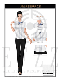 女職業(yè)裝修身款短袖襯衫設(shè)計圖375