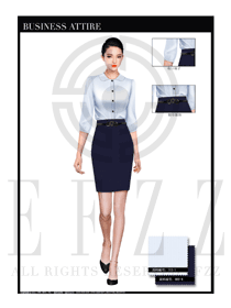 藍色條紋女時尚職業裝長袖襯衫設計圖281