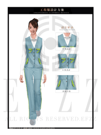 淺藍色工程服馬夾款式設計圖065