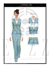 淺藍色工程服馬夾款式設計圖067
