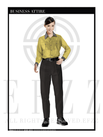 黃色簡約女款長袖工程服款式設(shè)計圖092