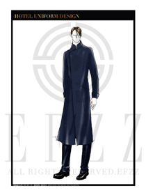 時尚深藍色男裝大衣服裝款式圖102