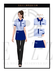 藍色女款快餐服務生制服設計圖192