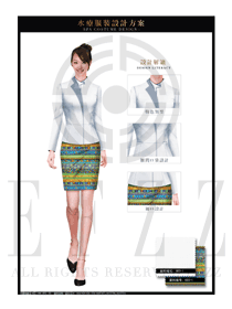 白色大堂總臺收銀接待員工制服設計圖383