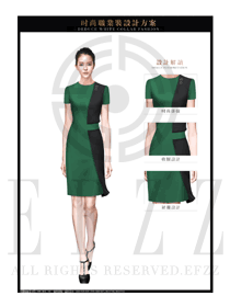 墨綠色OL女款夏裝制服款式圖664