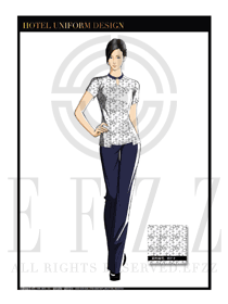 時(shí)尚黑色四方塊女款水療SPA服務(wù)員服裝款式圖190