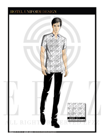 黑色四方塊男款水療SPA服務員制服設計圖193