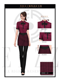 紫色女款快餐服務生制服設計圖216