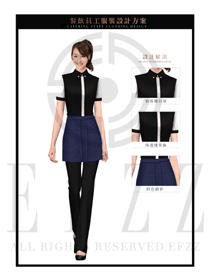墨綠色女款快餐服務生制服設計圖230