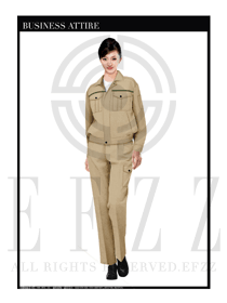 卡其色春秋女款工程服服裝設計圖1016